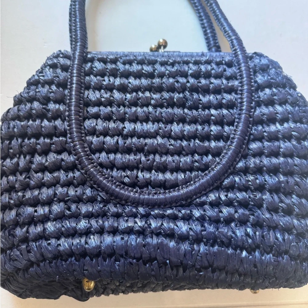 Vintage‎ 1950s 1960s Handbag Purse Cellophane straw made  in Japan